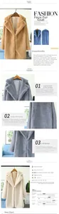 Détail du manteau surdimensionné en fausse fourrure de lapin avec revers et texture douce
