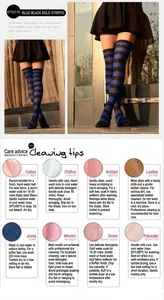 Détails des instructions de lavage pour les chaussettes montantes à rayures bleu et noir