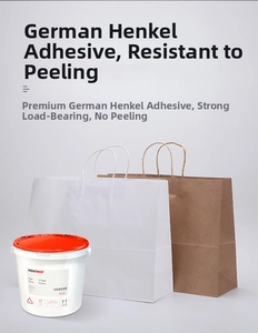 Strong adhesive glue for paper bag assembly with white plastic container and orange lid