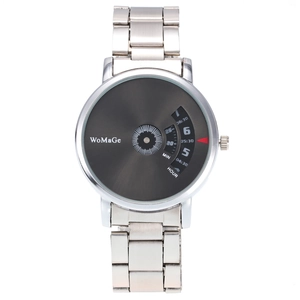 Orologio al quarzo da uomo Womage con cinturino in acciaio argento e quadrante girevole