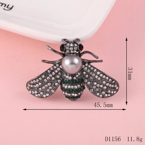 Gunmetal bee charm with grey pearl and rhinestones for phone case DIY decor