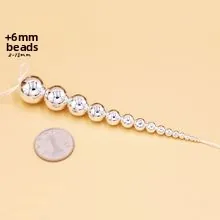 Polished S925 sterling silver spacer beads 2-12mm with 1 yuan coin for size reference