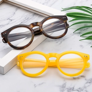 Oval Eyeglasses Frame Anti Blue Light Glasses PC Vintage Trendy Rivet Optical Spectacles Myopia Compatible For Women Men
