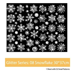 Dettaglio di 52 adesivi a fiocco di neve glitterati argento per decorazioni natalizie