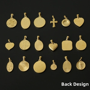 Detailed view showing the reverse side of 18K gold-plated stainless steel vintage pendants