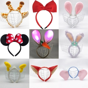 Collage of plush animal ear headbands including giraffe and rabbit ears for festivals