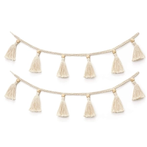 Bohemian Macrame Tassel Garland Wall Hanging Decoration With Cotton Rope Wood Beads For Kids Nursery Room Nordic Style