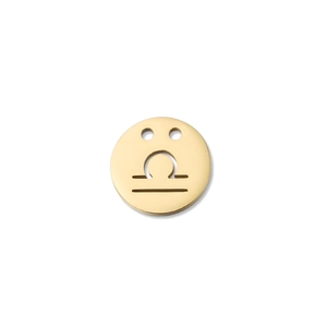 Golden stainless steel Libra zodiac pendant with double holes and mirror finish