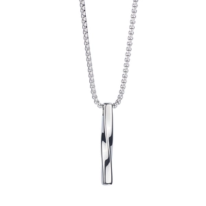 Twisted Long Bar Pendant Necklace Titanium Steel Polished Irregular Stick Box Chain Hip Hop Streetwear For Men Women