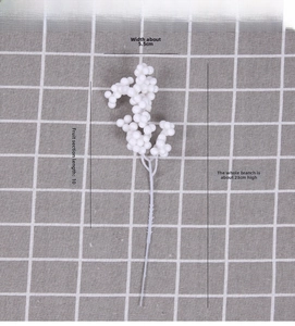 Detailed dimensions of white artificial berry stem showing 23cm height and 11cm berry length