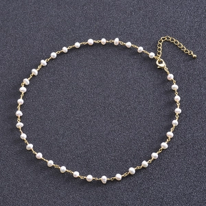 Handmade Freshwater Pearl Necklace With Plated Alloy Chain Elegant Vintage Jewelry For Women Gift