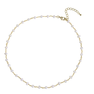 Elegant gold plated freshwater pearl necklace with lobster clasp and extension chain