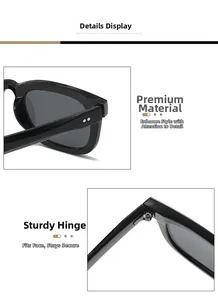 Detail showing high-gloss plastic square frames with durable metal hinge construction