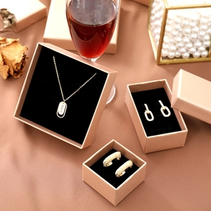 Champagne gold jewelry box set for necklaces and earrings with black velvet lining