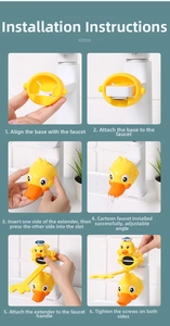 Detailed step-by-step installation guide for cartoon yellow duck faucet extender for kids