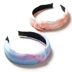 Retro Knotted Headband Tie Dye Wide Brim Ribbed Fabric Hair Hoop Gradient Styling Accessories For Women Girls