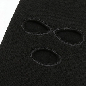 Black three-hole knitted balaclava windproof winter face mask for cycling and skiing
