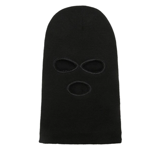 Men's black 3-hole knitted balaclava mask for winter windproof cycling and warmth