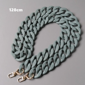 Detailed view of 120cm matte green acrylic chain strap with gold metal swiveling clasps