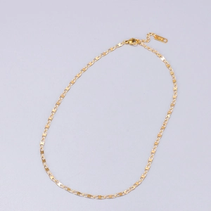 Minimalist 18K gold plated stainless steel flat snake chain necklace with lobster clasp