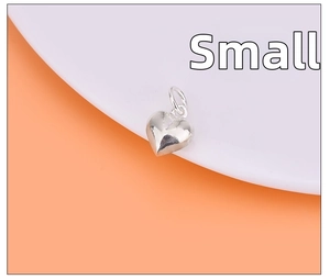 Detail of small heart pendant in S925 sterling silver for DIY jewelry making