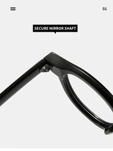 Gros plan de la charnière métallique robuste et du cadre noir poli des lunettes