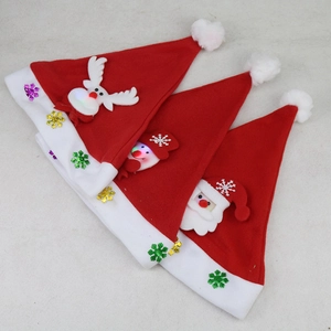 Luminous Christmas hats featuring cartoon reindeer, snowman, and Santa Claus characters
