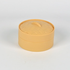 Mini creative dim sum steamer storage box with realistic woven texture lid and handle