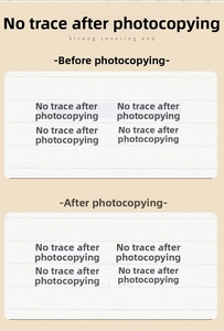 Detail showing strong covering power and trace-free copy effect of correction tape