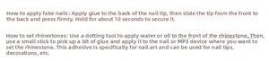 Guide for applying press-on nails and rhinestones with 2g adhesive glue and tools