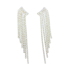 Orecchini pendenti in argento S925 con nappe a cascata di strass lunghi e brillanti