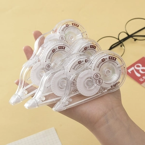Handheld view of five clear correction tapes with a total capacity of 78 meters