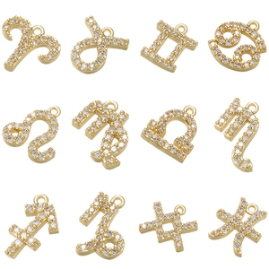 Gouden dierenriem hangers met kristallen voor het maken van DIY kettingen en sieraden