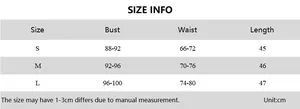 Detailed size guide table for slim fit T-shirt with bust, waist, and length measurements