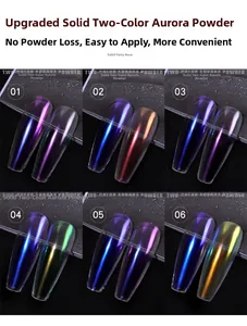 Comparación detallada de seis polvos aurora bicolor con acabado metálico iridiscente
