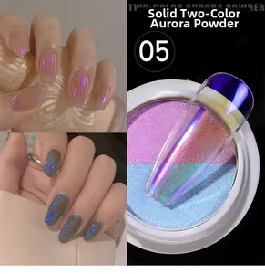 Vista detallada del polvo para uñas aurora bicolor 05 con efecto sirena iridiscente