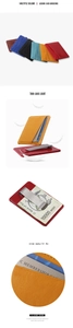 Detailed views of slim PU leather card holder with metal money clip in various colors