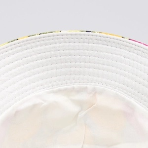 Detailed macro view showing the precise multi-row stitching and fabric texture of the sun hat