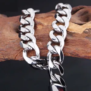 Bracelet Chaîne Cuban Link Acier Titane Haute Polie Large Gourmette Pour Hommes Femmes Bijoux Minimalistes Cadeau