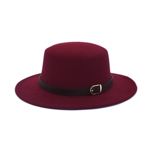 Classic Woolen Fedora Hat Men Women Vintage Flat Top Wide Brim Jazz Hat with Leather Band Metal Buckle Autumn Winter Hat