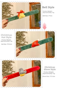 Three plush Christmas slap bracelets featuring bells, hats, and gloves for festive decor