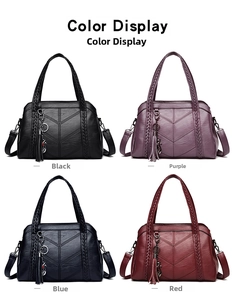 Detailed color display of four large capacity PU leather tote bags in a 2x2 matrix layout