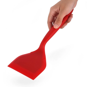 Spatule tamagoyaki en silicone rouge à tête large pour crêpes et poêles antiadhésives