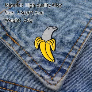 Creative dolphin banana enamel pin detail with alloy material and dimensions