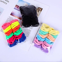 Three packs of colorful elastic satin scrunchies in neon, macaron, and black sets