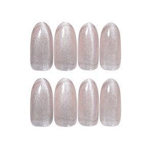 Pink cat eye gradient almond press-on nails with shimmering glitter finish
