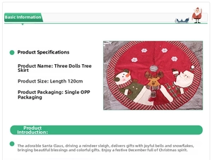 Detail of 120cm Christmas tree skirt with 3D snowman, reindeer and Santa appliques