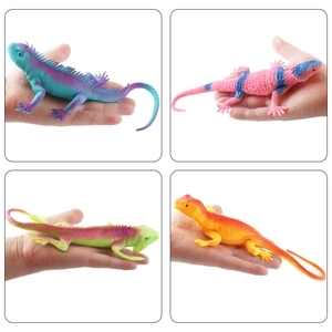 Soft rubber forest lizard and chameleon models in four vibrant colors with realistic textures