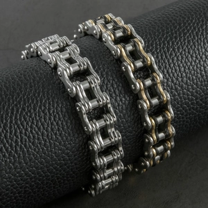 Bracciale a catena da bicicletta in acciaio inossidabile da uomo argento e oro