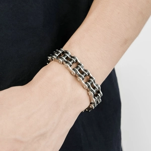 Bracciale A Catena Da Locomotiva Da Uomo Acciaio Inossidabile Stile Punk Industriale Gioielli Hip Hop Per Motociclisti